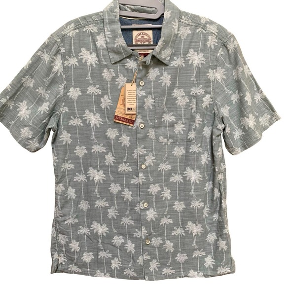 FAT FACE S/S Men's Button Down PALM TREE Print Shirt Asparagus Green Sz SML - Picture 5 of 16